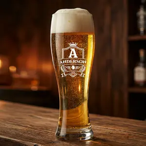Custom Photo Engraved Beer Glass Set of 10 – Personalized Laser Etched Pilsner Glass Gift for Any Occasion