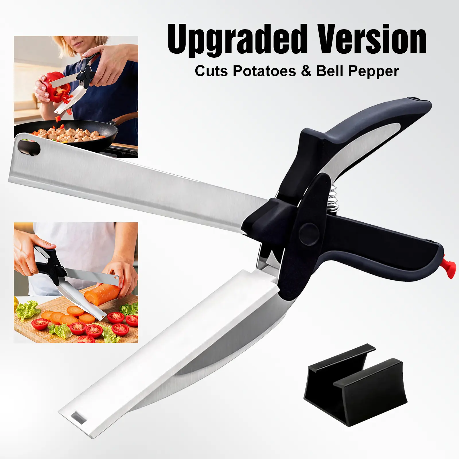 9.6 in Heavy Duty 2-in-1 Food Scissors with Built-in Cutting Board, Stainless Steel Kitchen Shears with Safety Lock, Detachable & Dishwasher Safe for Vegetables, Fruit, Meat & Meal Prep