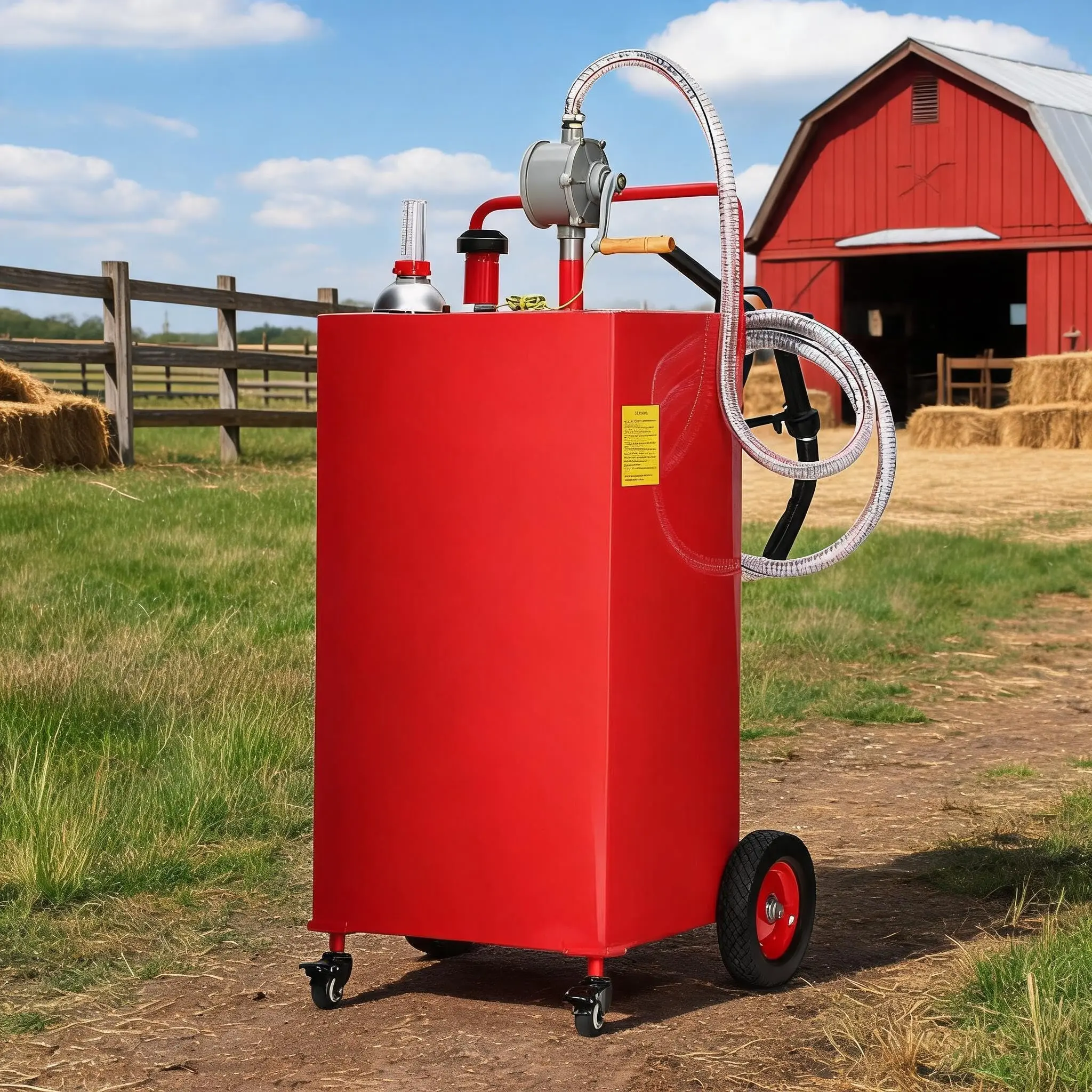 Fuel Caddy, 30-gallon fuel transfer tank with pump, portable gas tank with four wheels, gasoline and diesel storage container tank for trucks, boats, ATVs, lawn mowers, and farm equipment silver gray outdoor patio furniture metal small animal cage