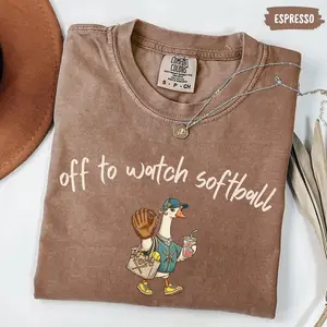 Comfort Colors® Off To Watch Softball Silly Goose Shirt, Funny Softball Mom Shirt, Game Day Fan Tee, Softball Lover Gift, Women Softball Tee