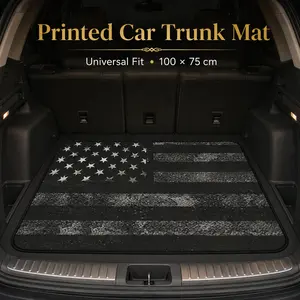1pc Universal Flag Pattern Car Trunk Mat, Durable Polyester Non-Slip Cargo Liner, Waterproof Easy Clean, Stylish Auto Interior Accessory