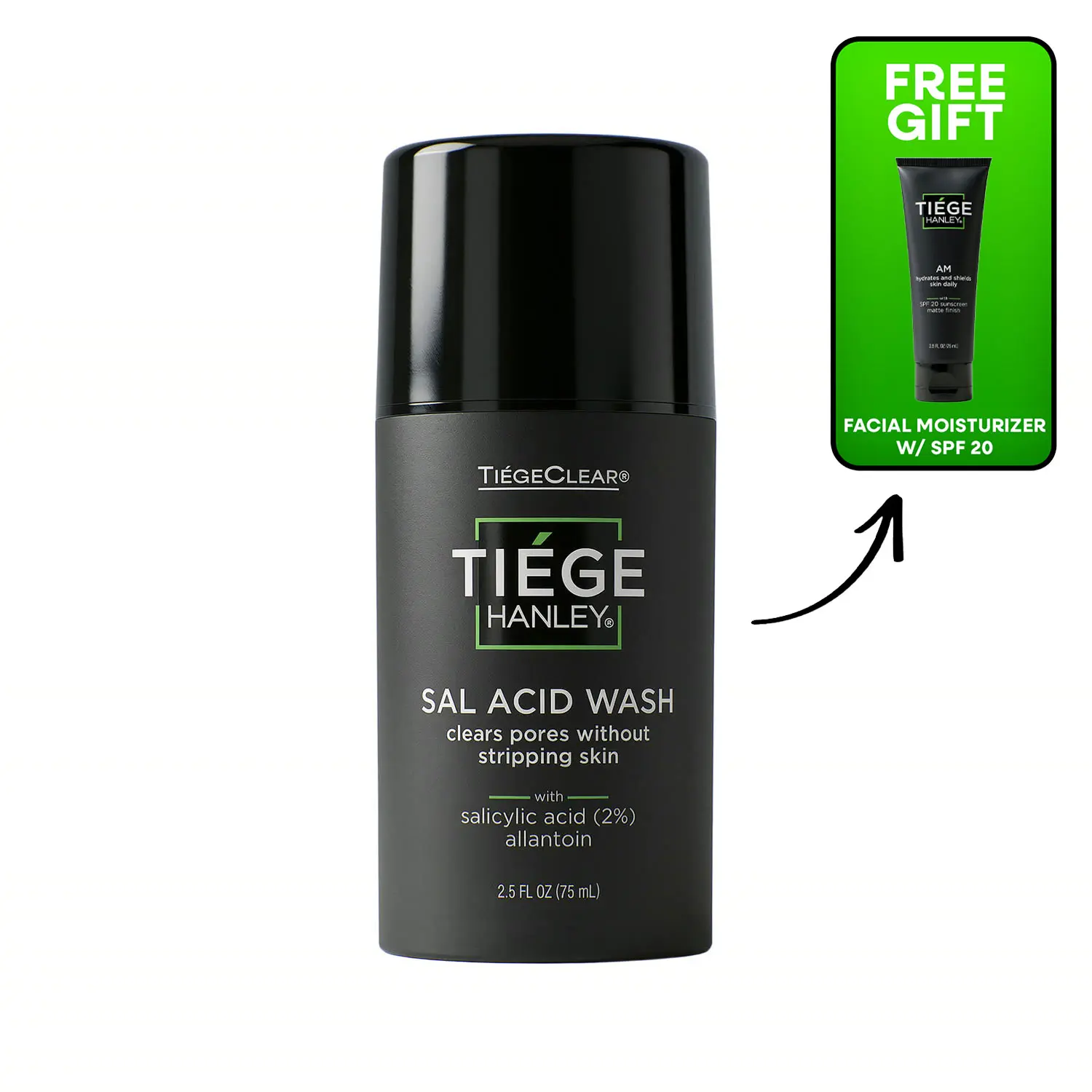 TiegeClear Salicylic Acid Face Wash - Acne Cleanser w/ Panthenol (B5) + Allantoin - Oil Control + Redness