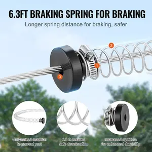Father's Day Gift Zipline Kit for Kids and Adult, 160 ft Zip Line Kits Up to 500 lb, Backyard Outdoor Quick Setup Zipline, Playground Entertainment with Stainless Steel Zipline, Spring Brake, Safety Harness, Seat