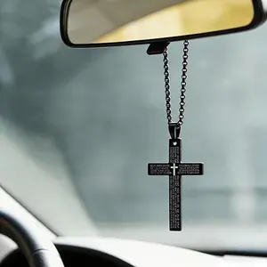 Unique Engraved Cross Necklace for Men, Bold Statement Pendant with Chain, Thoughtful Gift for Birthdays, Anniversaries & Holidays