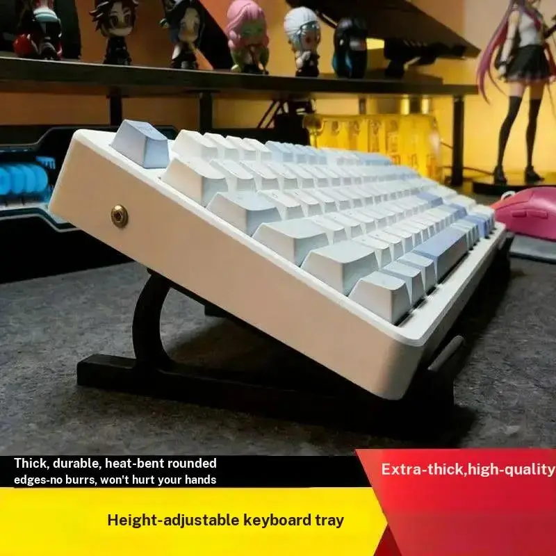 Portable minimalist keyboard riser provides stable support for all keyboard sizes Adjustable Desk Mount Desk Gadgets
