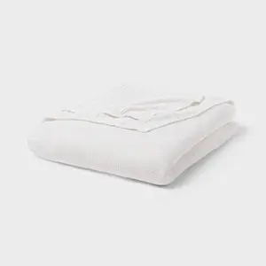 Full/Queen Sweater Knit Bed Blanket White - Threshold