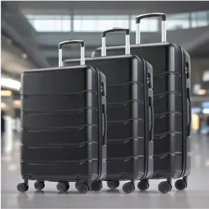 Set of 3 Hardside Luggage, Expandable Rolling Luggage with TSA Lock and Spinner Wheels, Black