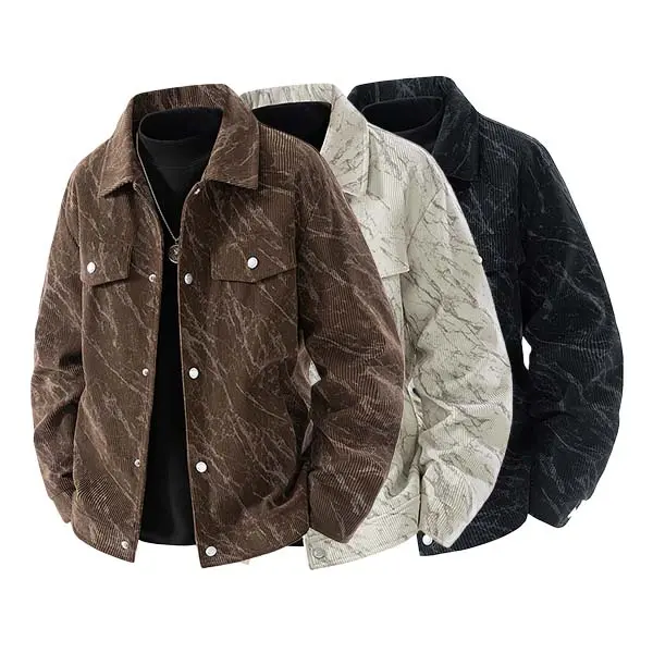 American retro embossed corduroy jacket, loose version comfortable and warm, autumn and winter leisure, commuting versatile models