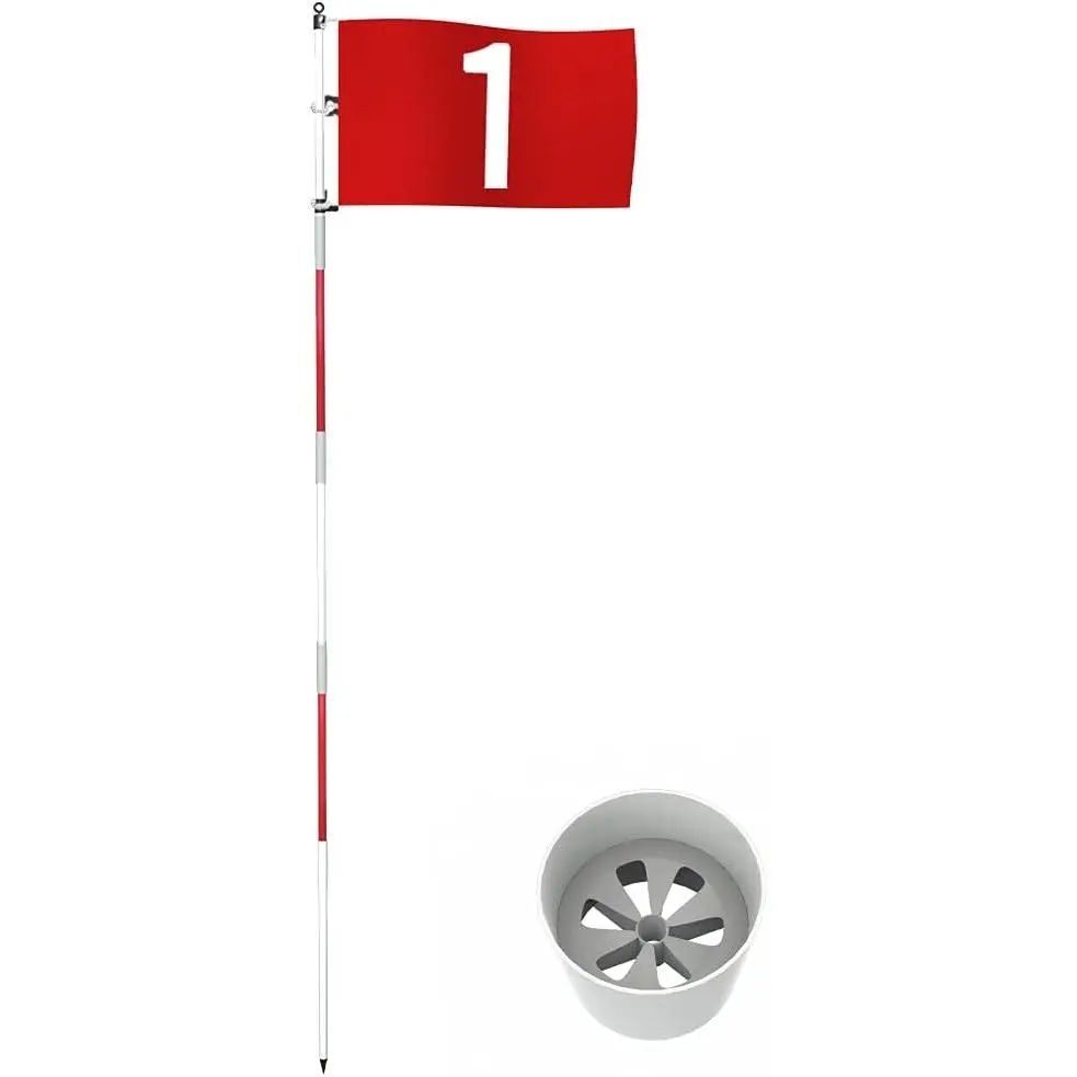 Golf Flagstick 6ft Golf Flag and Cup for Yard Pro Detachable Golf Hole Cup and Flag for Driving Range Backyard Upgrade Anti-Rust Glass Fiber 5-Section Design with Connectors