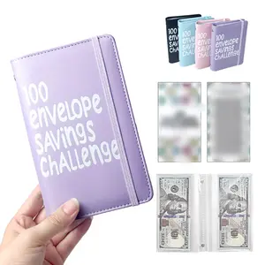 100 Envelope Challenge Binder，Envelopes Money Saving Challenge，Savings Money Challenge Book for Cash Saving Easy,Savings Challenges Budget Book Binder with Cash Envelopes for Office,Home,School