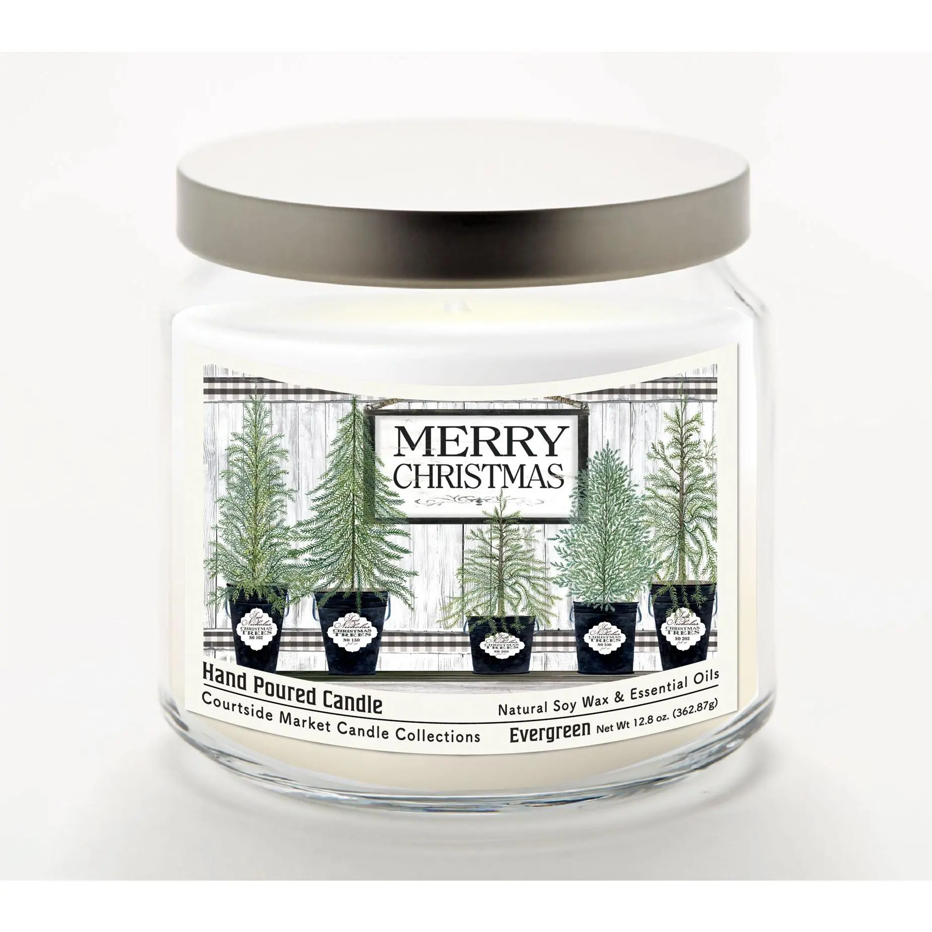 Courtside Market Merry Christmas Candle Glass Jar 12.8 oz
