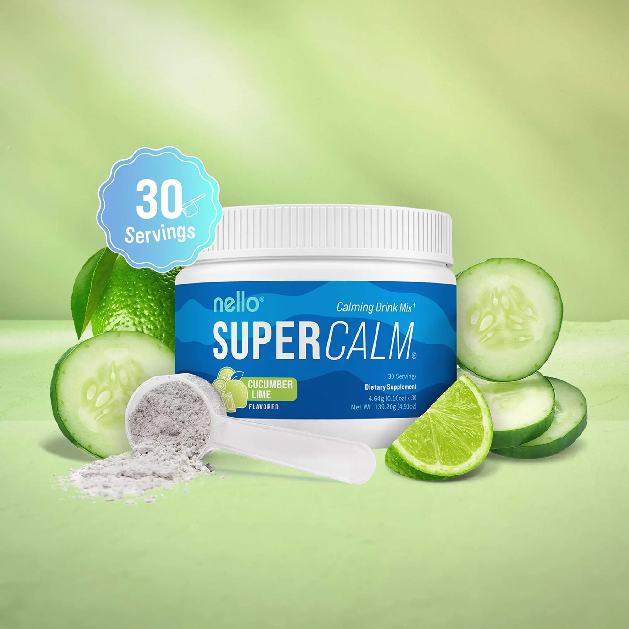 Nello Supercalm Calming Drink Mix with KSM-66 Ashwagandha Vitamin D3 Magnesium & L-Theanine Supports Cortisol Balance Mood & Sleep Helps Manage Stress Berry Flavored Dietary Supplement Healthcare Lemon
