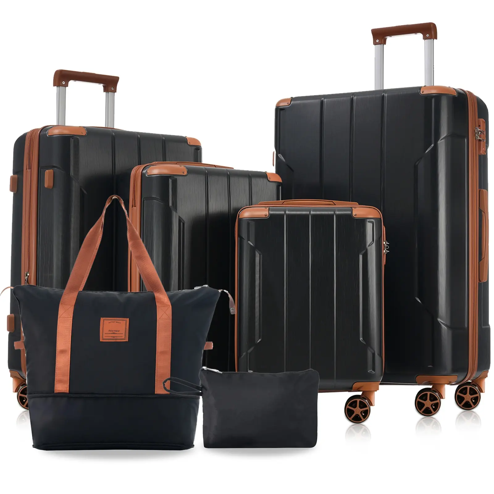 Luggage Sets 6 Piece with Duffel Bags, Hardside Expandable Suitcases with Spinner Wheels TSA Lock, Cream