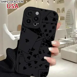 Creative Poker Card Pattern Phone Case Shockproof Soft Protective Cover for iPhone 11 12 13 14 15 Pro Max Plus