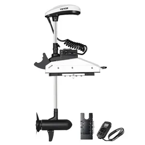 VEVOR Electric Trolling Motor, 12V 55lbs Thrust with GPS, 10-Speed Bow Mounted Saltwater Outboard Boat Motor with Remote Control LCD Battery Indicator, for Kayaks, Fishing Boats, 54-Inch Shaft
