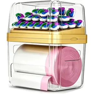 2-in-1 Trash Bag Dispenser & Laundry/Dishwasher Pods Container, Clear  Garbage Bag Holder with Removable , Under Sink Organizer Kitchen Pantry Storage Box