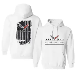 Corvette C7 Patriotic Hoodie – US Flag Racing Graphic Sweatshirt for Men & Women, Classic Sports Car Pullover, Perfect Gift for Enthusiasts