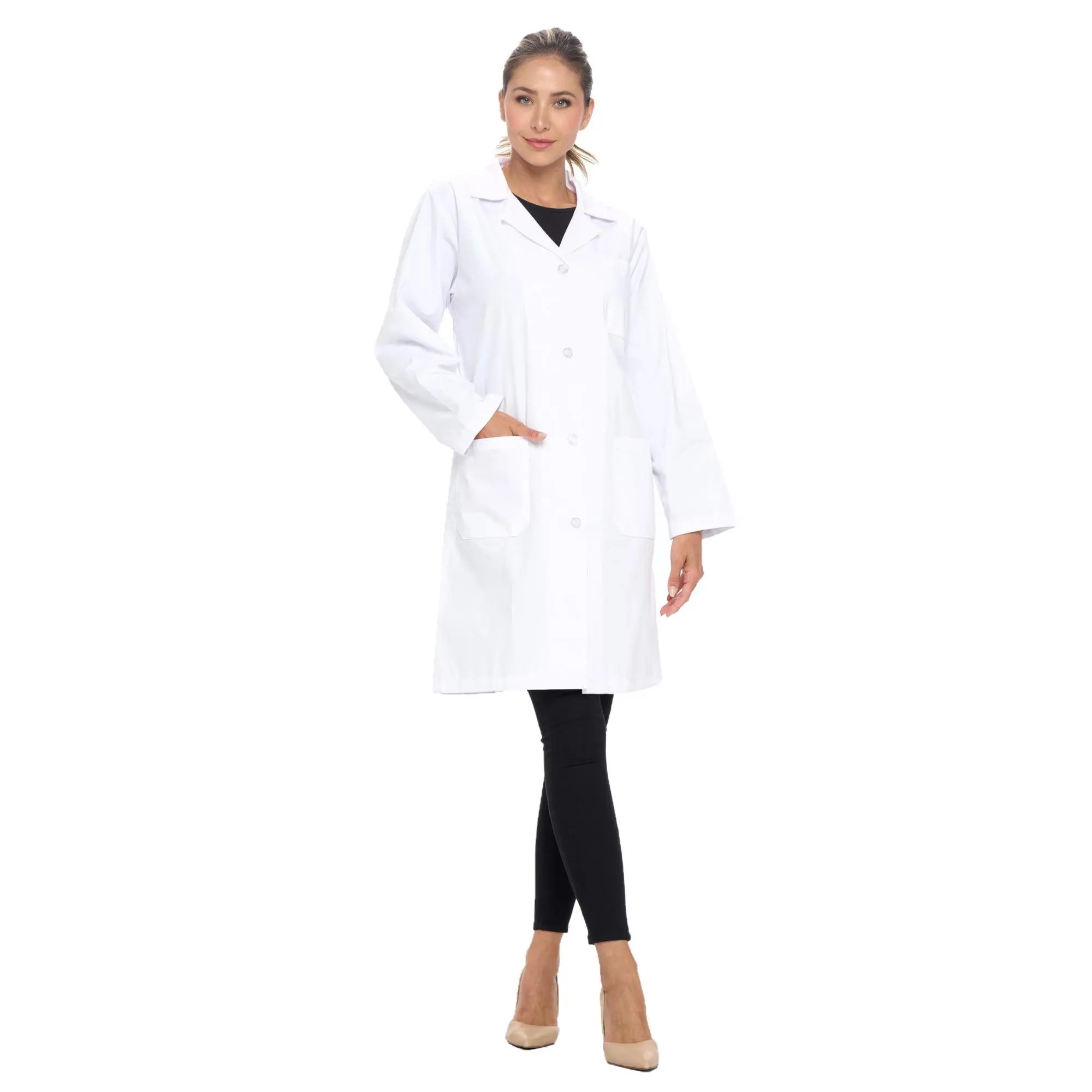 Natural Uniforms Unisex 40" Lab Coat, Professional Long Sleeve Medical Coat for Men and Women, Button Front Doctor Coat with Pockets, Relaxed Fit, White Color