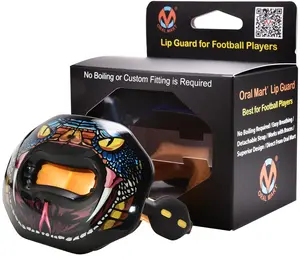 Oral Mart Football Mouth Guard (2024 Stealth Viper) with 3D LipFit Design - No Boil Instant Fit Lip Guard Mouthpiece (Works with Braces) - Flag Football Mouthguard Pacifier (Detachable Strap Included)