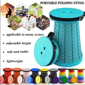 Retractable Folding Stool, Collapsible Telescoping Stool, Portable Outdoor Folding Chair for Travel, Camping, Ultralight Telescopic Bench for Fishing, Beach, Durable Adjustable Height Seat for Adults, Compact Space-Saving Travel Stool for Daily Use