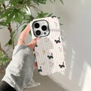 Charming cat-themed design, durable and shockproof two-in-one phone case, suitable for iPhone 17, 16, 15, 14, 13, 12, 11, X, Samsung and other series models. Makes a great holiday gift for friends or family.