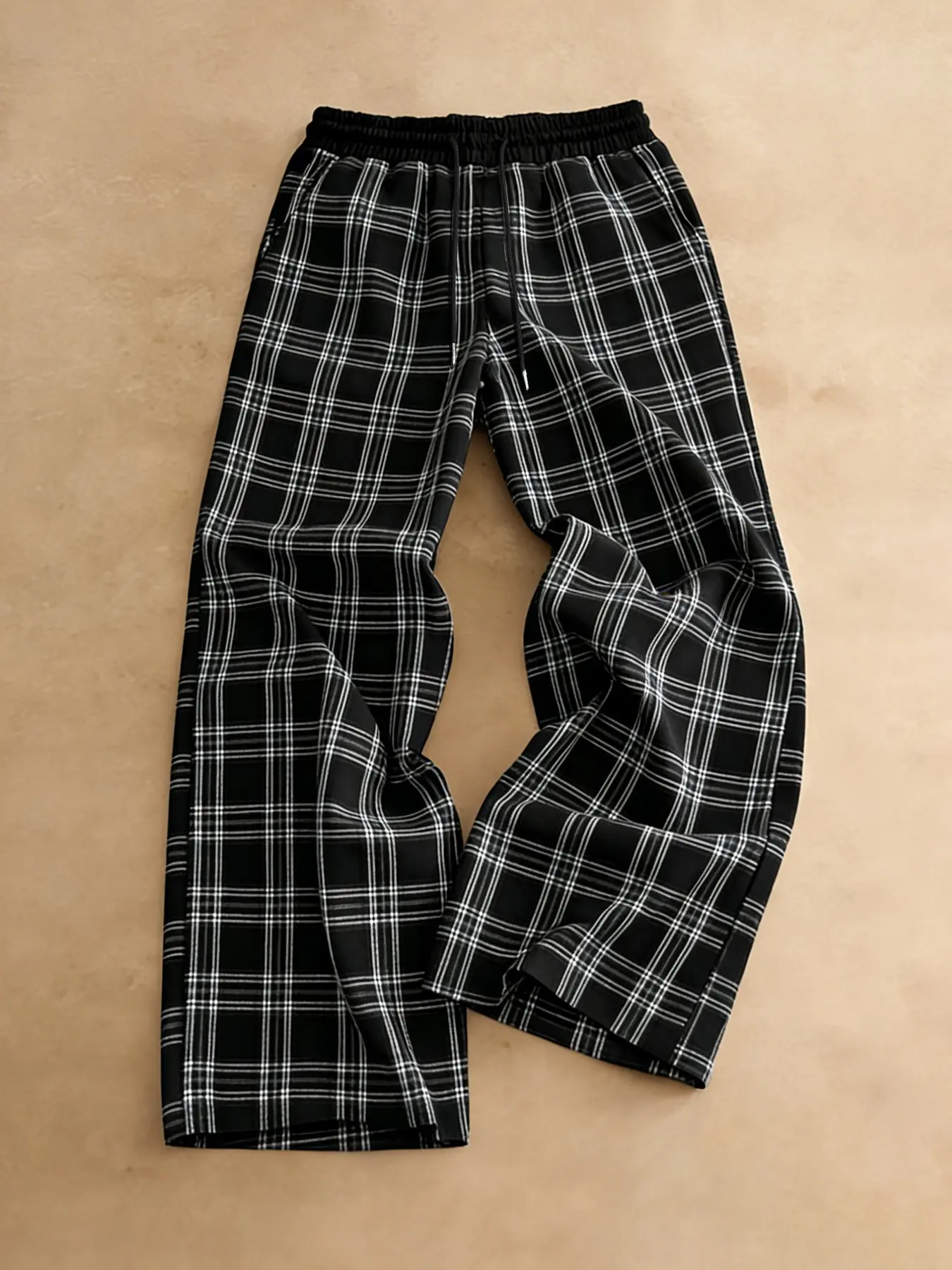 Men's Y2K Gingham Loose Wide Leg Pants, Vintage Worn Look Checkered Plaid Long Pants, Casual Comfortable Streetwear, Casual Streetwear Trousers, Casual Comfy Pants, Casual Aesthetic