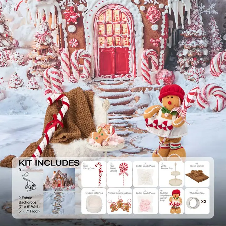 Kate Christmas Hot Cocoa Themed Backdrop Kit, Photography Backdrops & Props Bundle, Themed Bundle
