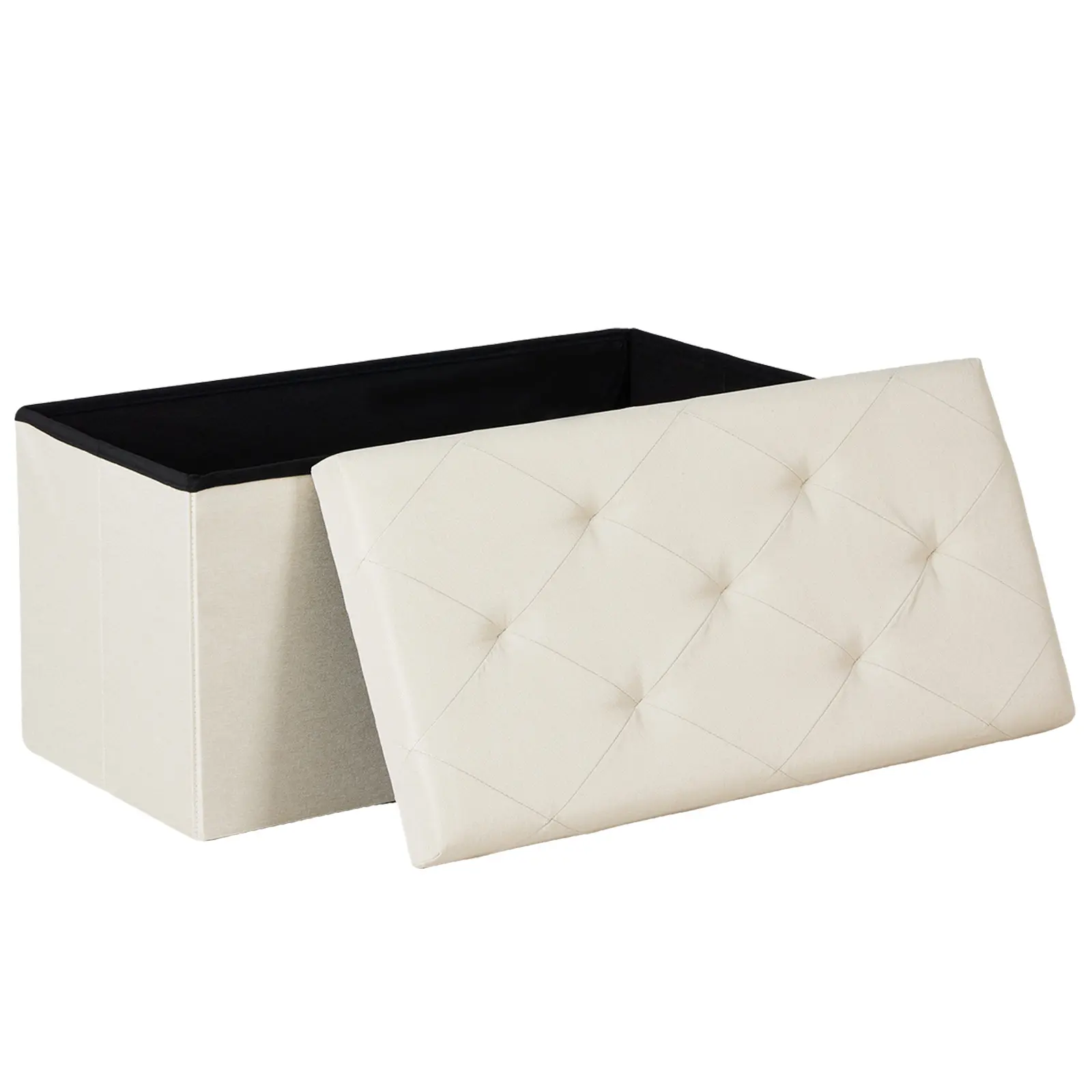 43” / 30” PVC Foldable Storage Ottoman Bench, 300LBS Heavy Duty End of Bed Bench with Hidden Storage for Bedroom & Living Room #StorageBench