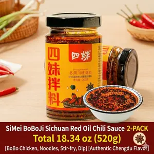 2 Pack SiMei BoBoJI Red Oil Chili Sauce, 9.17oz Per Jar Stir-fry Noodles Malatang Seasoning Sichuan Chengdu Flavor  - Spicy Seasoning Condiment Dip