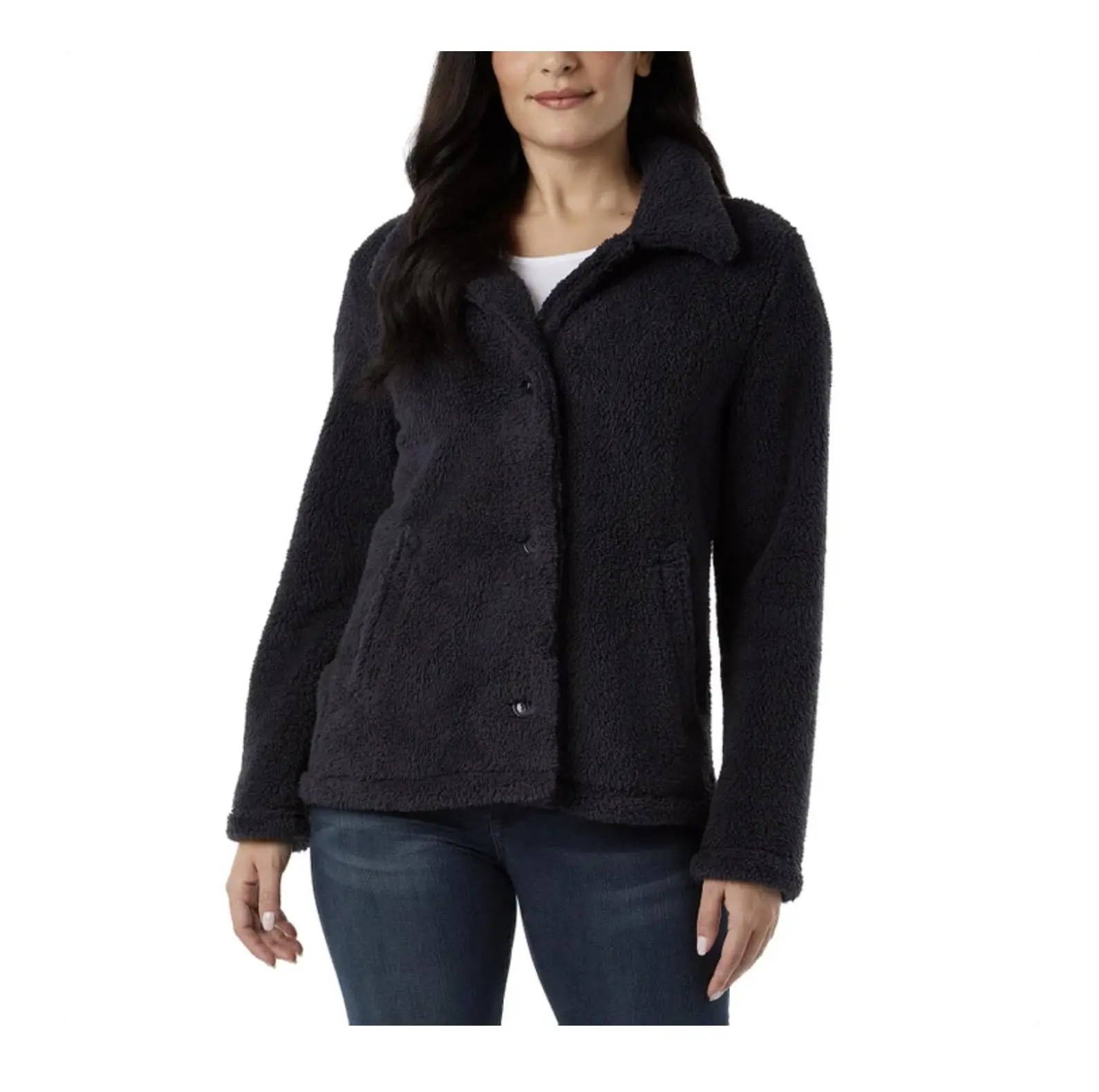 32 Degrees Heat Women's Cozy Fleece Button Front Jacket