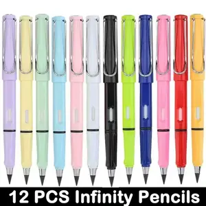 12Pack Forever Pencils for student Writing, Infinity Pencil Cute Inkless Everlasting Pencil with Eraser for Sketching (Black) Eraser Included