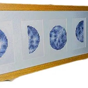 Bedazzled Moon Phase Painting with Solid Oak Frame - Artwork Featuring Four Detailed Lunar Phases