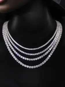 Elegant 23ct Zircon Tennis Necklace, Unisex Sparkling Clavicle Chain, Multiple Sizes Available, Perfect Gift Box Included, High End Necklace