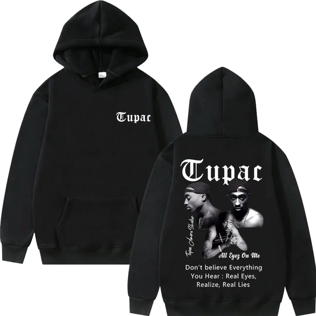 2025 Autumn and Winter Rapper Tupac 2pac Shakur All Eyez on Me 100% Pure Cotton Printing Hoodie Men Hip Hop Fashion Unisex GSQ