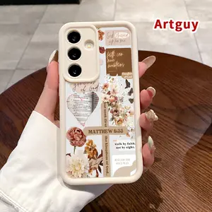 Cross of Flowers Advanced fashion gift Case Compatible with Samsung Galaxy S24 ultra plus S25 S23 S22 Ultra Plus Shockproof Full Camera Protection Durable slim Silicone Cover