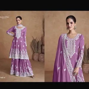 Vamika Real Silk kurta with Sharara pant and Dupatta
