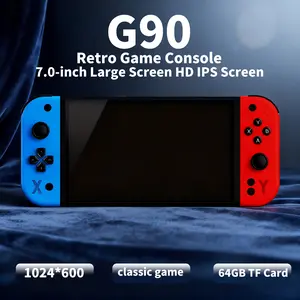 G90 Retro Gaming Console, 7-inch 4K HD IPS Screen, 64GB/128GB Built in Storage, Portable Game Console, Portable Classic Controller Charged via USB Retro Gaming Console, Compact Handheld Design, Road Trip, Christmas Gift, Birthday Gift