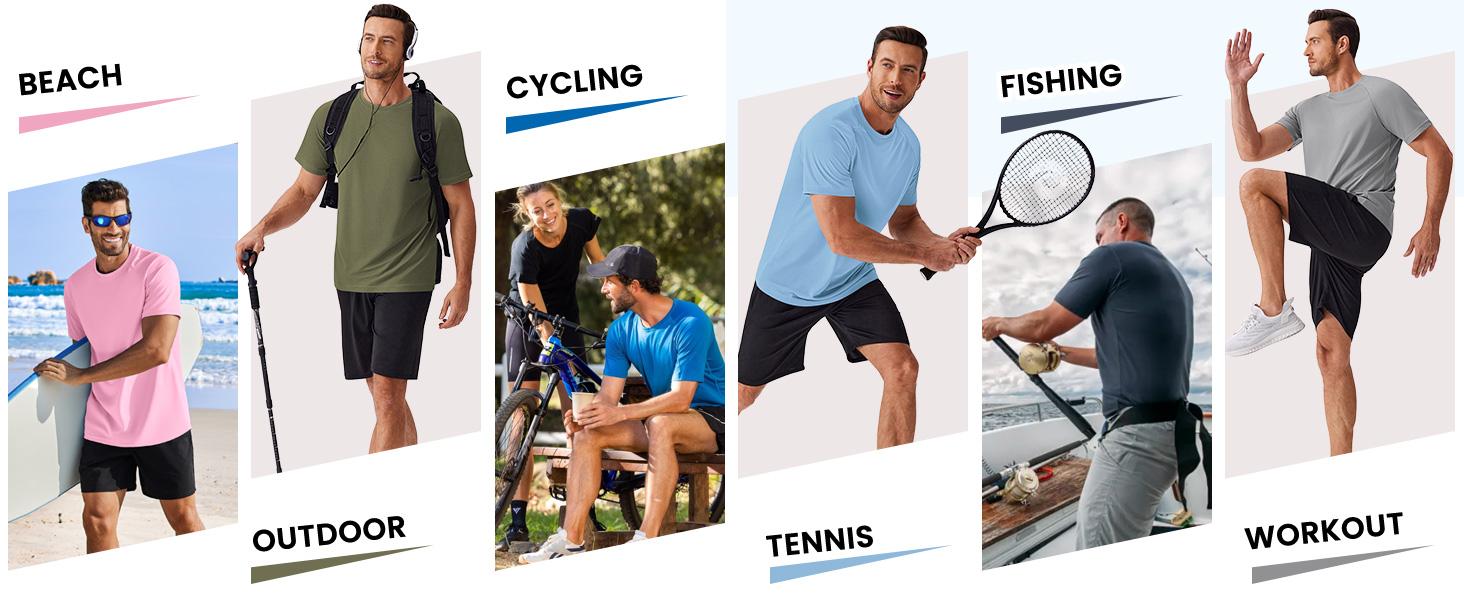 PINSPARK 5 Pack Men's Dry Fit T-Shirts Moisture Wicking Athletic Shirts for Men Gym Tshirt Mens Undershirts Crewneck Tees,summerwins,father'sdaygifts,back to school,back to school shopping tiktokshopbacktoschool