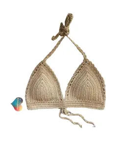 Gypsy Bunny Crochet Top - Womenswear with Halter Neck, Basic Design, Comfortable Fit, and Adjustable Tie Strap