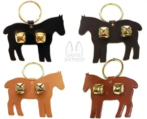 DOOR CHIME - LEATHER HORSE with SLEIGH BELLS in 4 Colors - Amish Handmade in USA