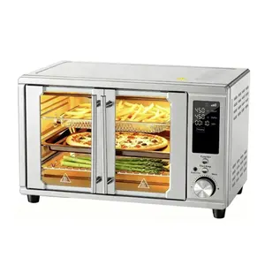 Air Fryer Toaster Oven Combo Dual Door – 29.6QT Extra Large Countertop Oven with Smart Probe, 12-in-1 Stainless Steel, Rotisserie & 6 Accessories, Up to 450°F