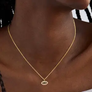 ASCOMY Demon Eye Pendant｜14K Gold/Silver Plated with Zirconia | Protection Pendant Chain Jewelry Choker | Dainty Boho Protection Amulet Jewelry