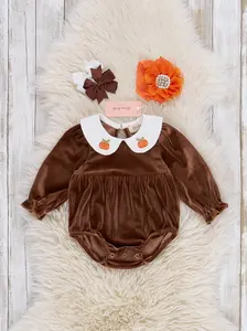 Autumn Pumpkin Embroidered Velvet Bubble