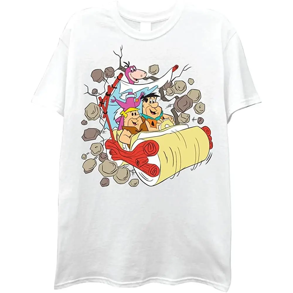 FREEZE The Flintstones Mens Short Sleeve T-Shirt - Fred Flintstone, Barney Rubble and Dino
