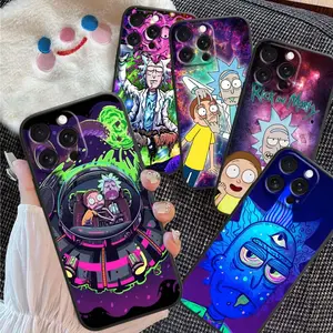 Cartoon Rick and Morty Phone Case For iPhone 17 17Air 16 16E 15 14 13 12 11 XS X Pro Max Plus Black Soft Silicone Cover Christmas gift Shockproof Protector