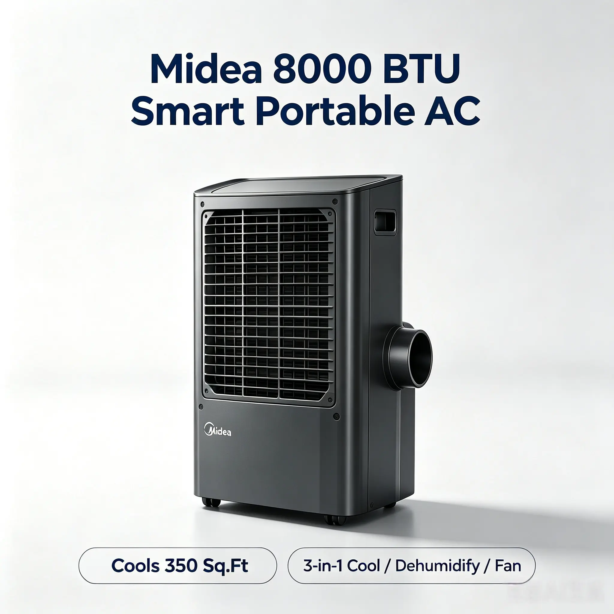 Midea 8000 BTU Cool Smart Portable Air Conditioner (Like New) - Corded Unit, Compact Rectangular 3-in-1 Mode, Dehumidifier, Energy-Saving, Cools Up To 350 Sq.Ft, Voice Control for Alexa, Google, Siri & Matter, Complete Window Installation Kit