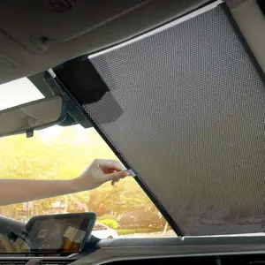 Car Sunshade Automatic Roll-Up Windshield Cover, PVC Material for Sun Protection and Heat Insulation, Easy Storage in Vehicle Accessories