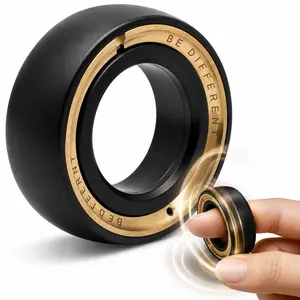EDC Precision Spinner Ring for Men, Black & Gold Fingertip Mechanical Ring with Smooth Bearing Spin, Desktop Focus & Stress Relief Gadget, Collectible Gift for Gear Lovers and Gamers