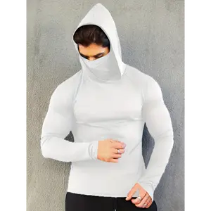 A Men'S Hoodie with a Mask, Quick-Drying And Breathable Long-Sleeve T-Shirt - Spring And Autumn Compression Sports Top - Enhances Your Workout Performance, a Gift.