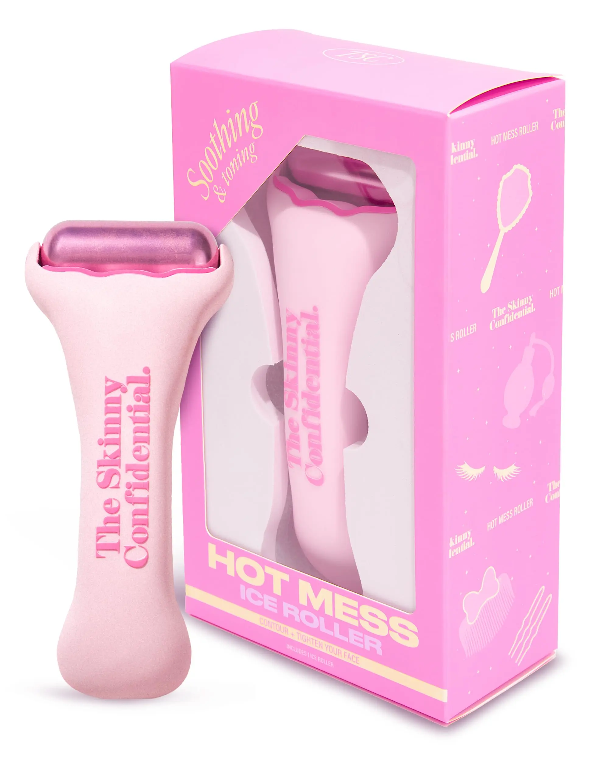 The Skinny Confidential HOT Mess Ice Roller for Face - Facial Roller Skincare Tools Contour Tighten & De-Puff Skin - Self Care Beauty Gift for Women & Men for Clear Radiant & Smoother-Looking Skin